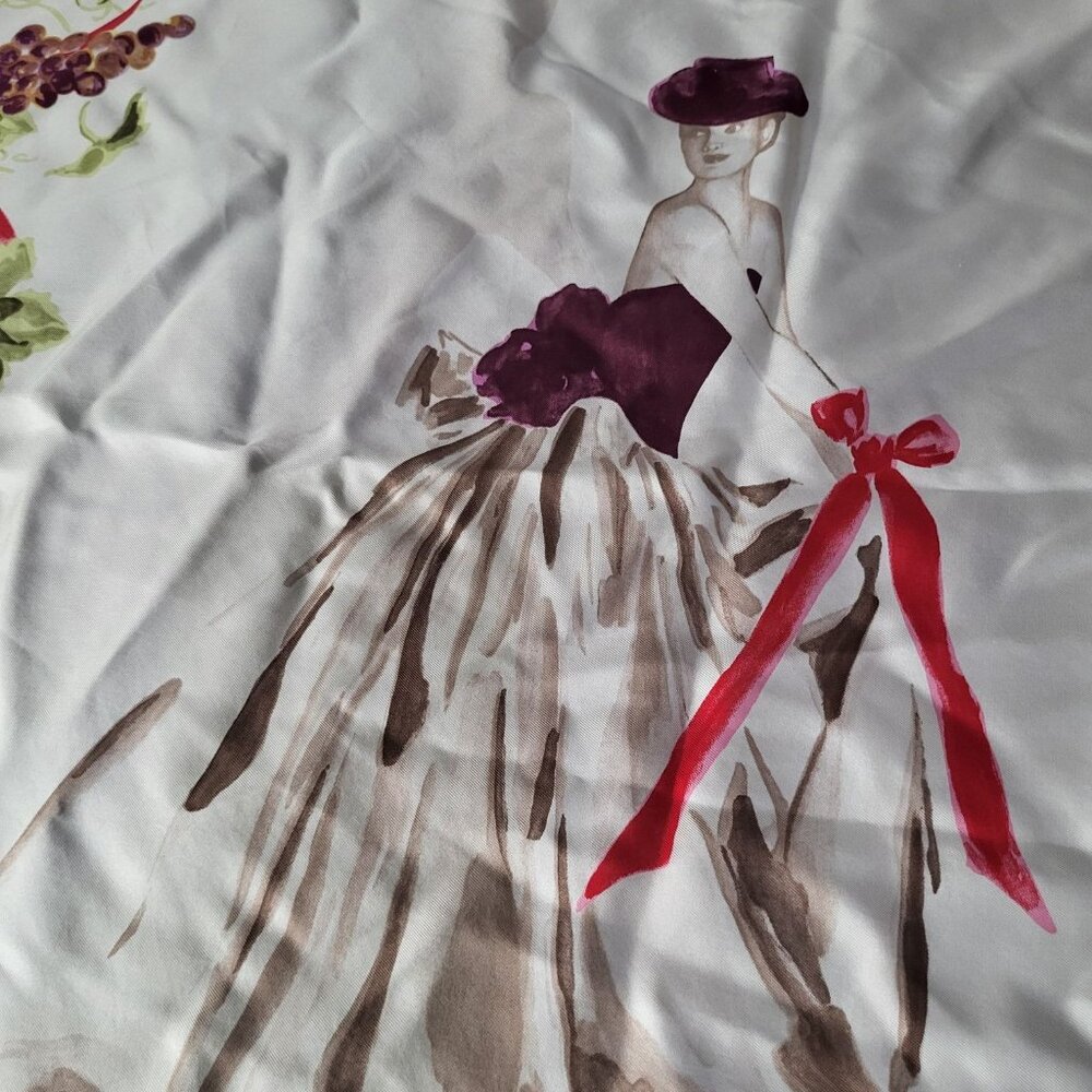 VTG MUMM CORDON ROUGE Champagne Collectible French Silk Scarf Red Grapes Woman - Picture 4 of 9